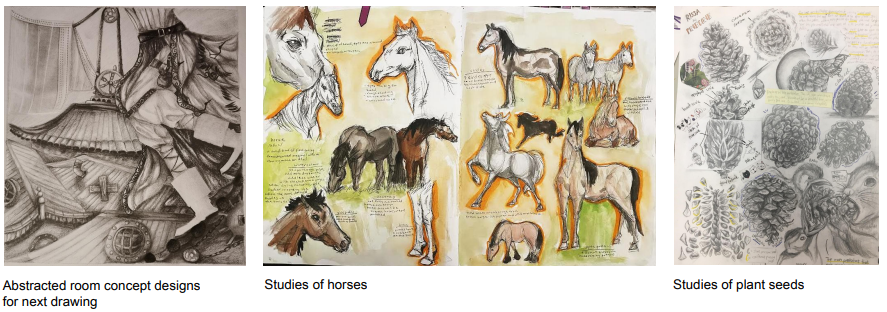 Images of horses and plants
