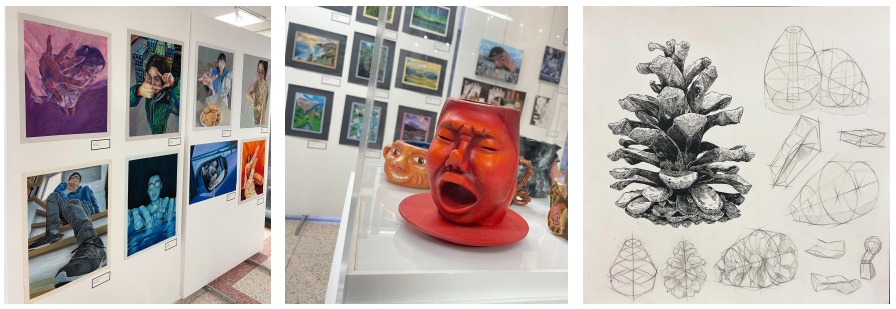 Paintings, drawings, and sculptures created by grade 9 students