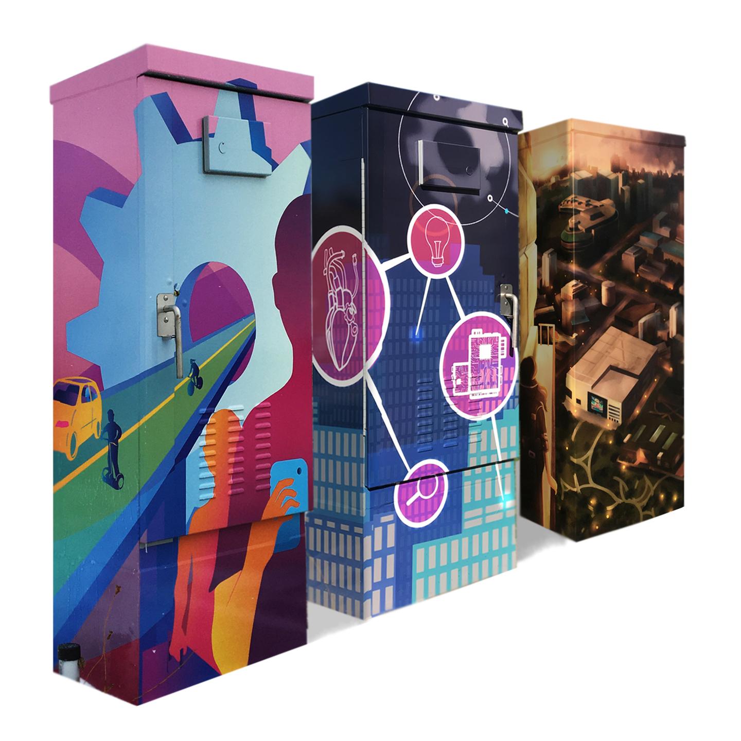 Talent and Technology inspired traffic box wraps