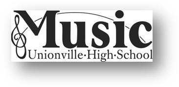 Text reads Music, Unionville High School with image of clef beside it