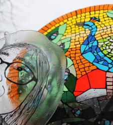 A tile art piece by Kathy Chen